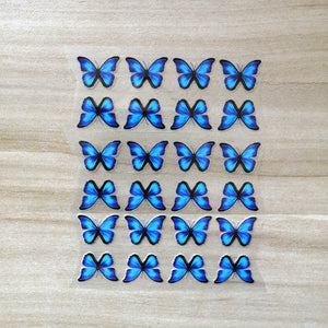 Tiny Blue Butterfly Iron On Stickers For Kids Shoes-24 Per Set