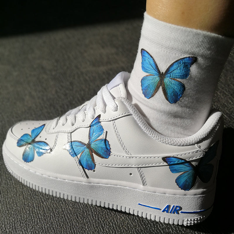 Custom Air Force 1 Low Blue Butterfly Air Force One – theshoesgirl