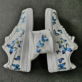 Custom Nike Air Force 1s With Various Blue Butterflies