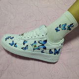 Custom Nike Air Force 1s With Various Blue Butterflies