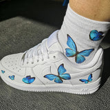 Custom Sneaker Nike Air Force 1s With Various Blue Butterflies
