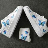 Custom Sneaker Nike Air Force 1s With Various Blue Butterflies