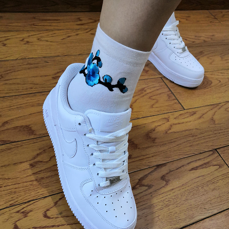 Embroidered Blossom Socks