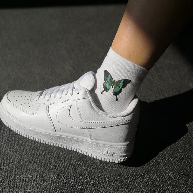 Green and Black Butterfly Socks Unisex