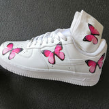 Custom AF1 Pink Butterflies And 1 Pair Matching Pink Butterfly Socks