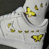 Custom Sneaker Nike Air Force 1 With Yellow Butterflies And 1 Pair Matching Socks For Free