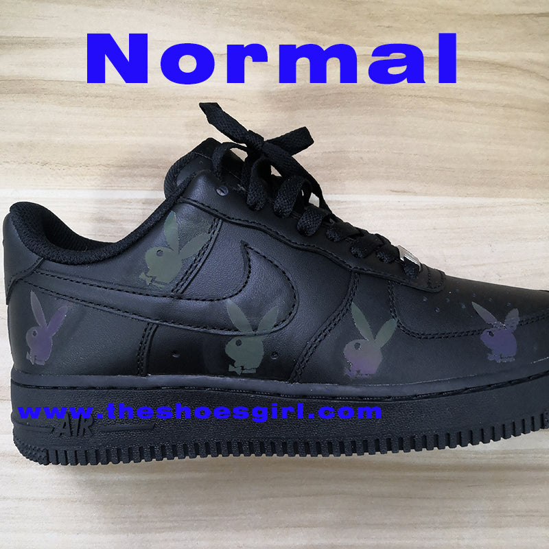 Colorful Rainbow Reflecive Playboy Bunny Iron on Patches for Custom Air Force 1's or Vans