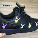 Colorful Rainbow Reflecive Playboy Bunny Iron on Patches for Custom Air Force 1's or Vans