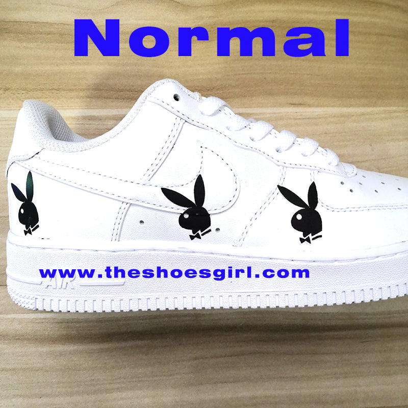 Colorful Rainbow Reflecive Playboy Bunny Iron on Patches for Custom Air Force 1's or Vans