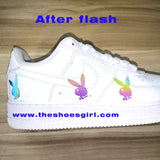 Colorful Rainbow Reflecive Playboy Bunny Iron on Patches for Custom Air Force 1's or Vans