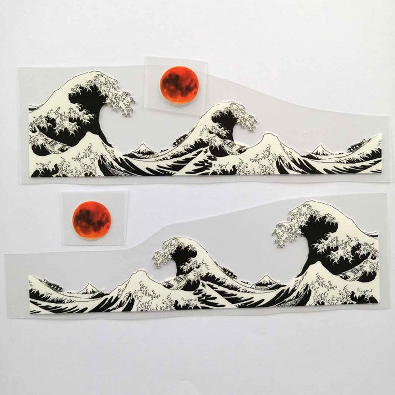 Black and White Kanagawa Wave Patches for Custom Air Force 1 or Vans Tsunami Patches for Shoes Decal