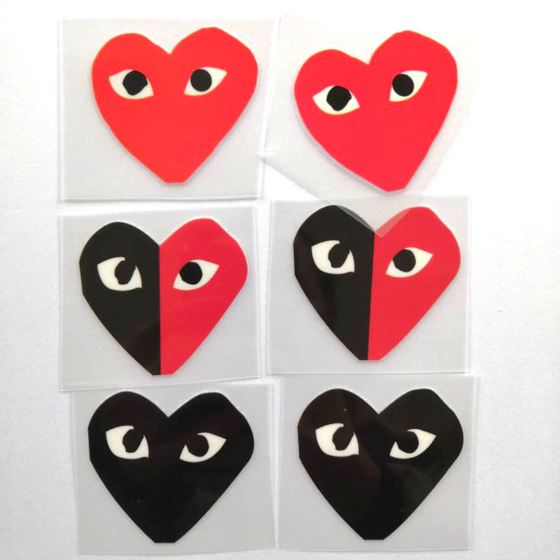 Black Comme des Garçons Patches For Custom Air Force 1, Black Heart Patches For Shoes Decal