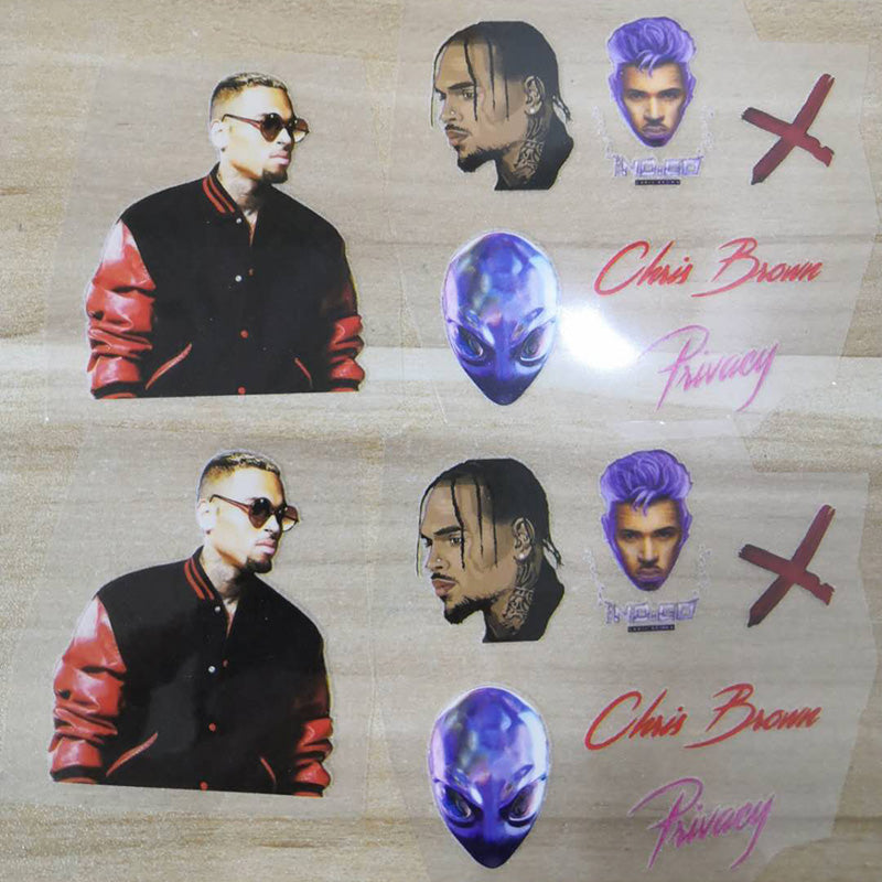Chris Brown Heat Transfer Stickers For Custom Air Force 1 Chris Brown Theme, Easy Apply Chris Brown Iron On Stickers For Shoes Decal