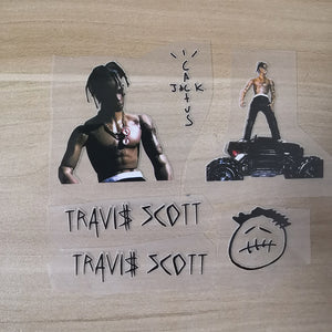 Travis Scott Cactus Jack Heat Transfer Stickers For Shoes Decal, 'Rodeo' Action Figures Iron on Stickers for Shoes