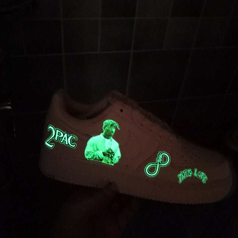 Tupac Glow In Dark Iron on Stickers For DIY/ Custom Air Force 1/Vans