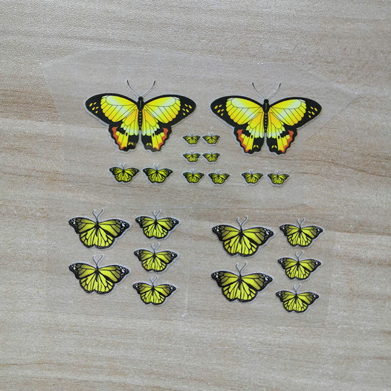various size yellow butterflies stickers