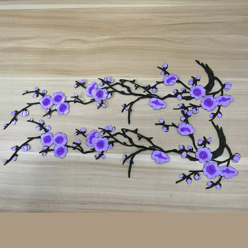 Blue Embroidery Blossom Iron On Patches Blossom Floral Patches for Shoes Decal