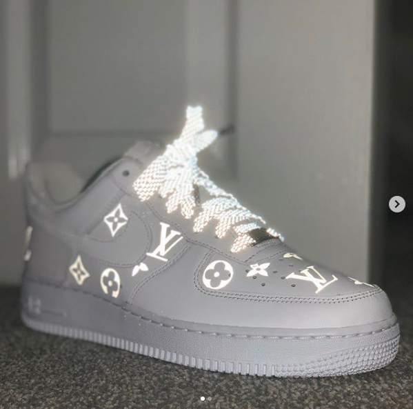 Larger 3M Reflective Louis Vuitton Iron on Patches For Custom Air Force 1 LV for Man or Women