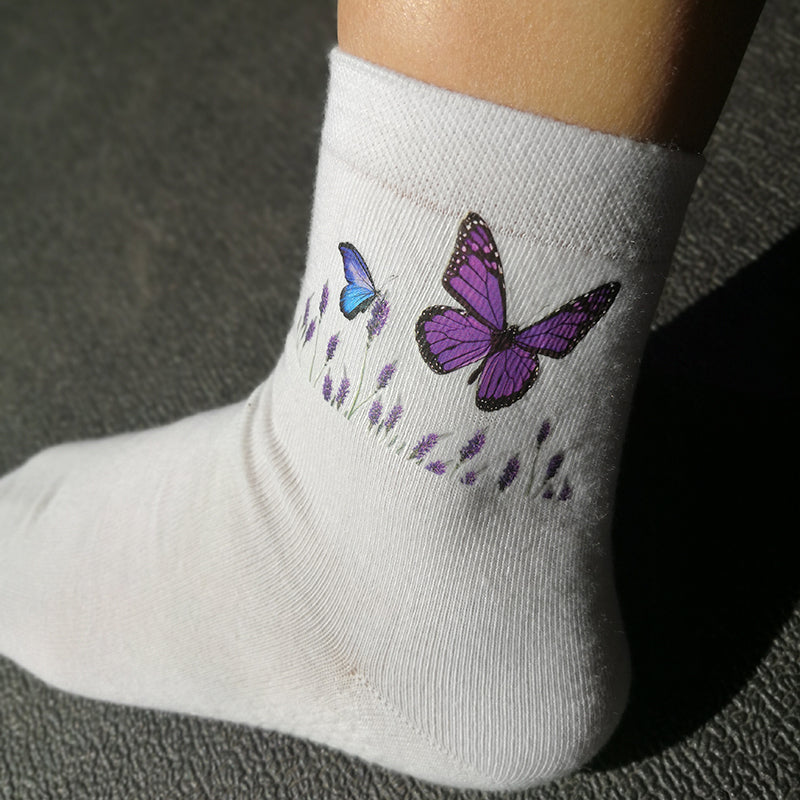 Romantic Lavender And Purple Butterfly Socks Unisex