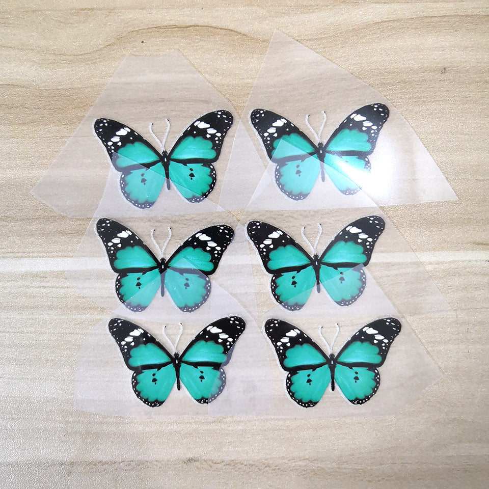 heat transfer teal butterfly stickers