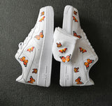Custom Sneaker AF1 Brown Butterflies With 1 Pair Matching Socks Free