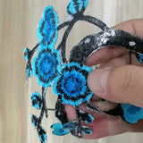 Blue Embroidery Blossom Iron On Patches Blossom Floral Patches for Shoes Decal