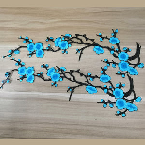 Blue Embroidery Blossom Iron On Patches Blossom Floral Patches for Shoes Decal