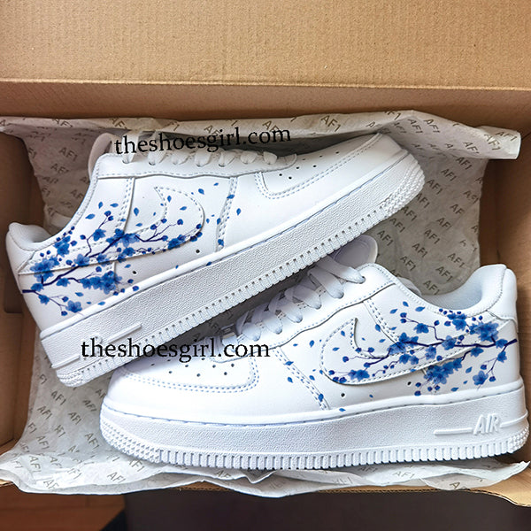 custom shoes blue cherry blossoom