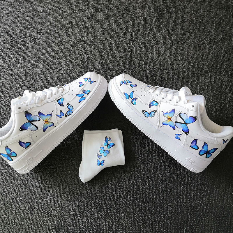 Vavirous Sizes Blue Butterfly Patches,Heat Transfer Butterfly Stickers for Custom/DIY Sneakers