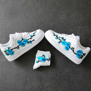Blue Embroidery Blossom Iron On Patches Blossom Floral Patches for Shoes Decal
