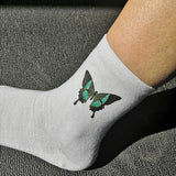 Green and Black Butterfly Socks Unisex