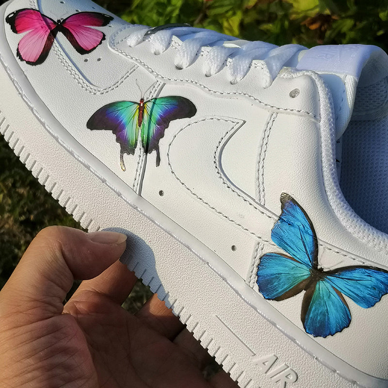 Custom Nike Air Force 1s With Various Blue Butterflies – theshoesgirl