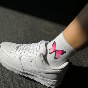 Pink Butterfly Socks Matching the Shoes