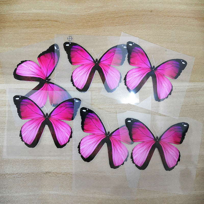 Easy Use Iron On Pink Butterfly Patches, Heat Transfer Pink Butterfly For Shoes Decal