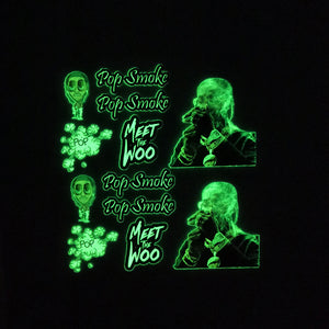 Pop Smoke Glow In Dark Iron on Stickers For DIY/ Custom Air Force 1/Vans