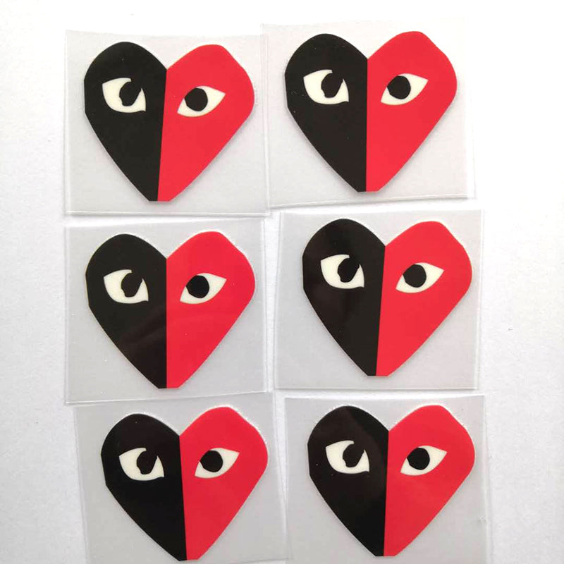Mix of 3 Black Comme des Garçons Patches For Custom Air Force 1, Mix Heart Patches For Shoes Decal
