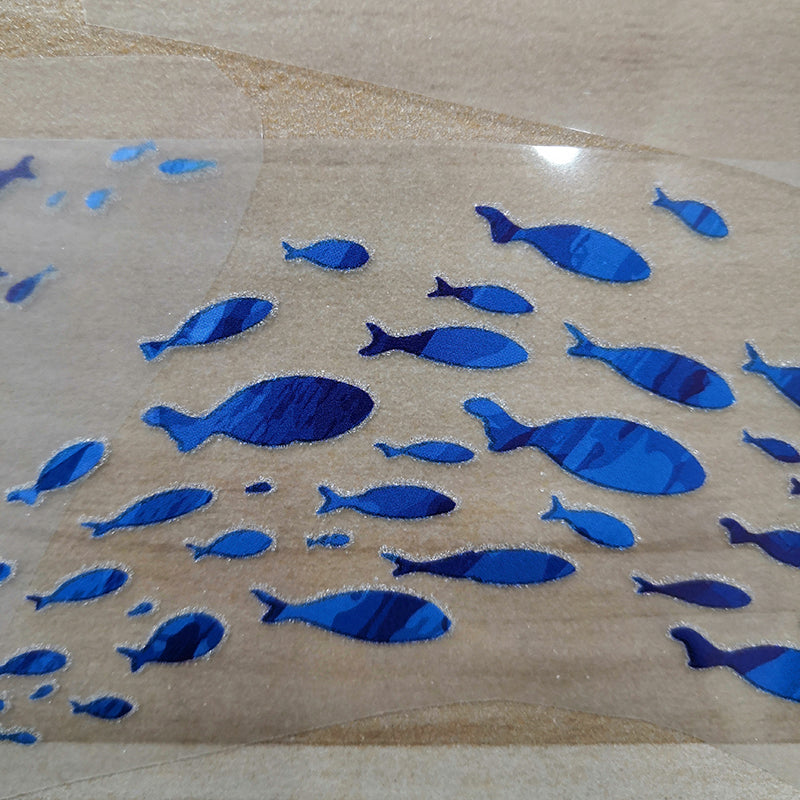 Iron On Patches Two Whales Hunting Shoal Of Fishs