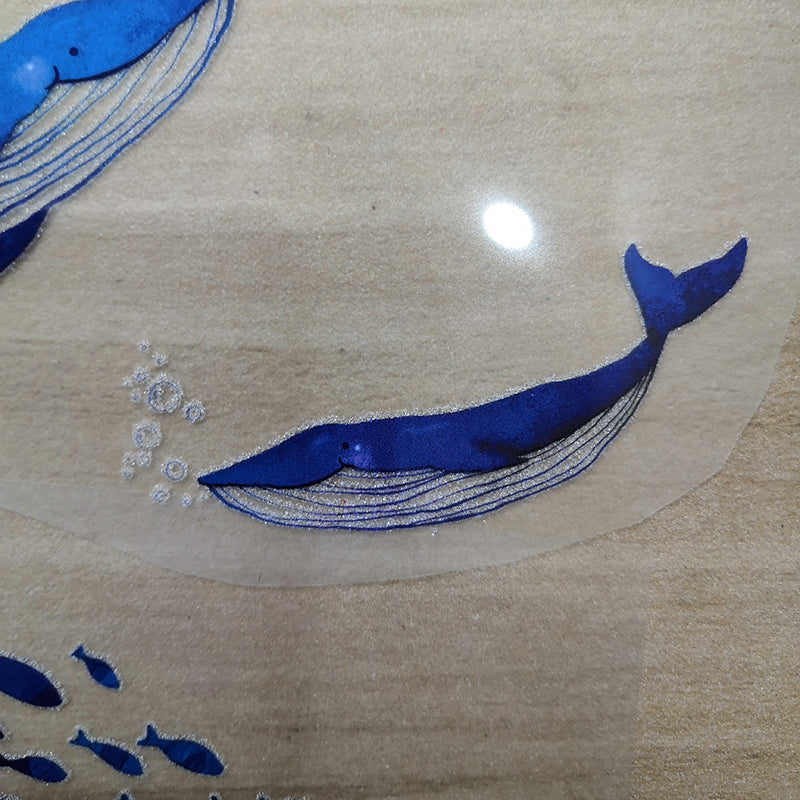 Iron On Patches Two Whales Hunting Shoal Of Fishs