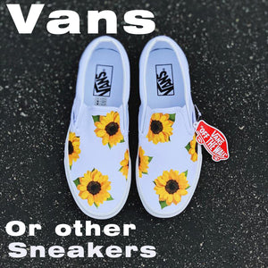 Custom Vans Sunflower Stickers, Easy Use Tested Durable Iron On Sunflower Patches, Best For DIY A Floral Shoes Perfect Gift for Her