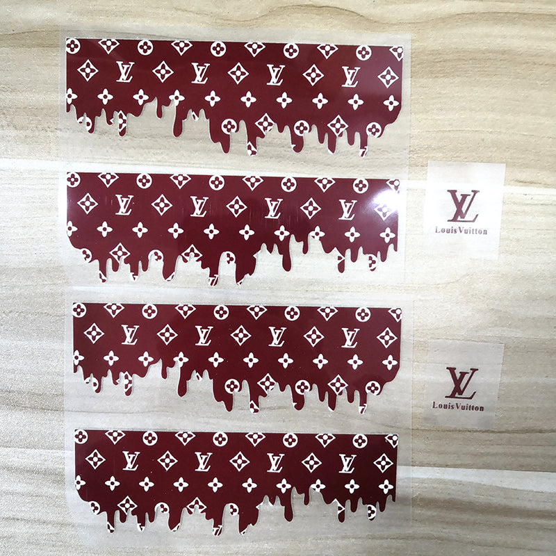 Wine Red Drip LV Patches for Custom Air Force 1, Easy Iron On